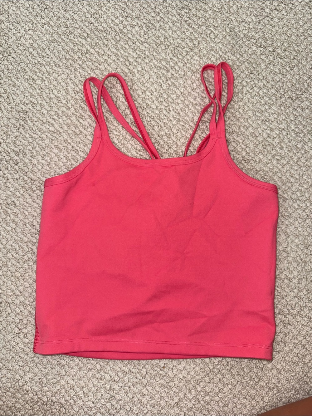 Double-Strap Cropped Tank in Vibrant Coral
